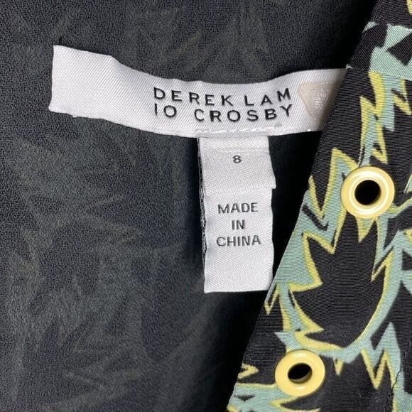 DEREK LAM 10 Crosby Dress Womens 8 Green Grommet Detail V-Neck Silk Blend Lined - Picture 10 of 12